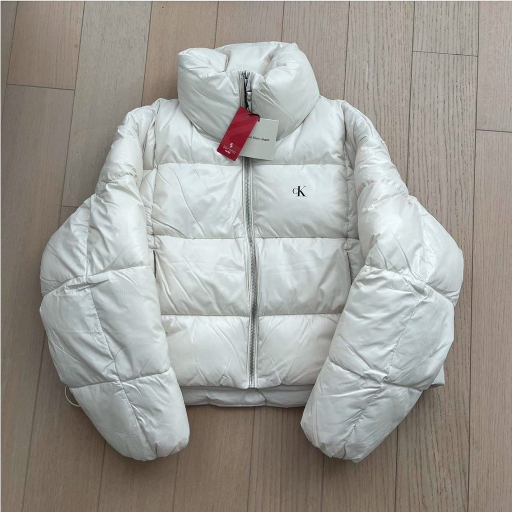 NWT Calvin Klein White Puffer Coat Large